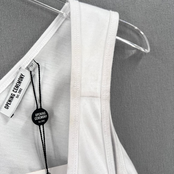 OPENING CEREMONY Dress Womens Small White Black Sleeve Plaid Ruffle Skater NWT - Picture 14 of 16